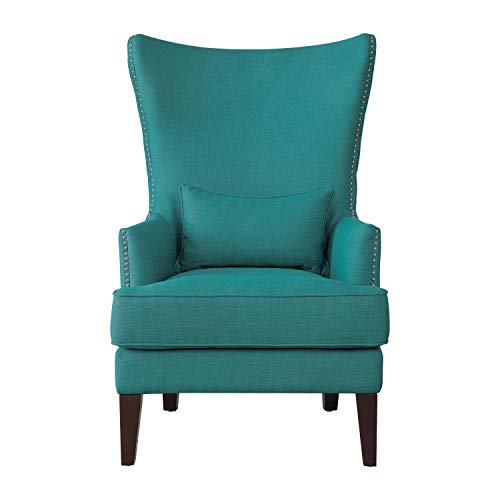 Lexicon Leighton Fabric Upholstered Wingback Accent Chair With Pillow, 30.5" W, Teal #TOP3