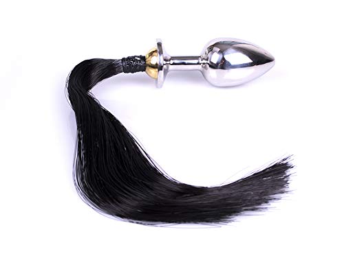 Buttplug avec horsetail noir idéal pour vos soirées BDSM de jeu de rôle