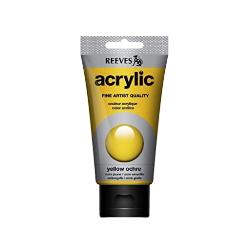 Reeves Acrylic Paints - Opaque Acrylic Paint for Hobbyists and Beginners - Highly Pigmented Outdoor Craft Paint - Water Based Art Paints for Canvas, Clay, Wood, Glass (Yellow Ochre) - 75 ml