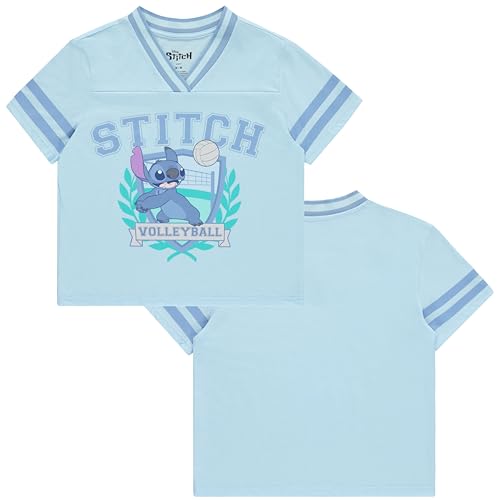 Disney Lilo and Stitch Girls Short Sleeve T-Shirt- Stitch Girls Volleyball Graphic V Neck Sizes 4-163