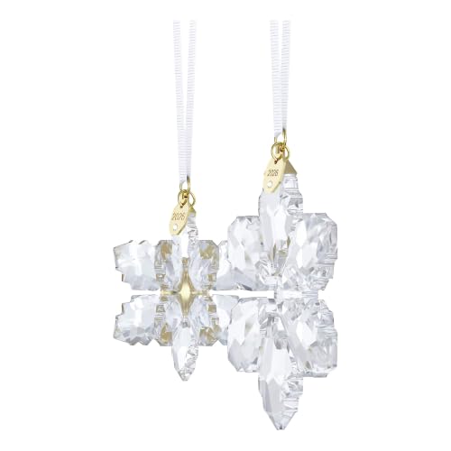 Image of Swarovski Annual Edition 3D Ornament Set 2026, Crystal Snowflake, Clear, Star Shape, 2 Piece Collectible Holiday Decoration, Amazon Exclusive