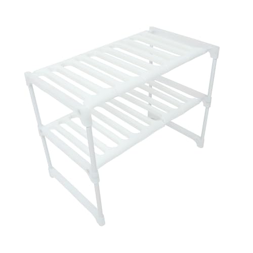 Cabilock Under Sink Storage Rack Kitchen Sink Shelf Bathroom Rack Easy to Clean White