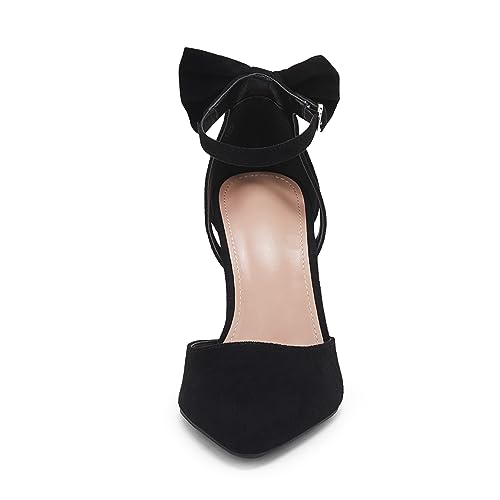 Image of Fashare Womens High Heels Bow Tie Back Sexy Stiletto Ankle Strap Wedding Dress Pumps Shoes