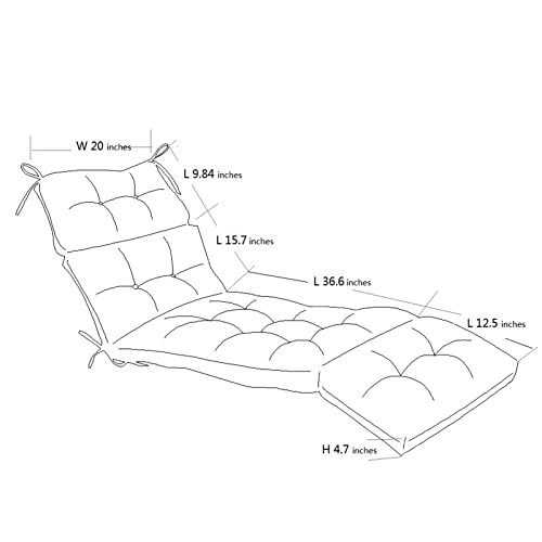 Qilloway Indoor/Outdoor Chaise Lounge Cushion,Spring/Summer Seasonal Replacement Cushions. (Charcoal Black/Grey) #TOP1