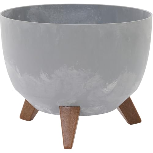 Pflanzgefäße Oslo Stone grau Betonoptik, 29 x 23 cm Kunststoff/Holzfasern auf Füßen mit Einsatz