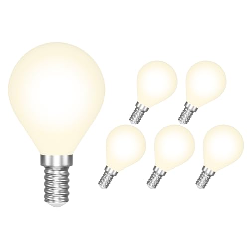 ENUOTEK E14 LED Light Bulb, 4W 540Lm Warm White 3000K, Small Edison Screw SES G45 LED Filament Golf Ball Bulbs, 40W Equivalent Incandescent Lighting, Not Dimmable, Class D Energy Efficiency Pack of 6