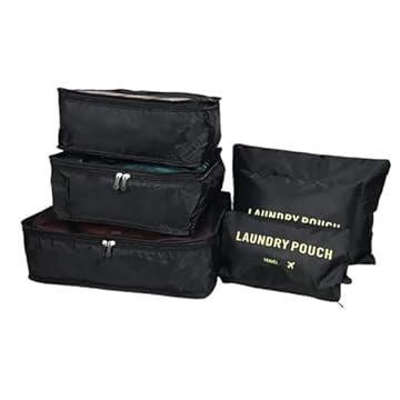 Kit Organizador de Mala de Viagem Prático 6 Peças Necessaires (Preto)