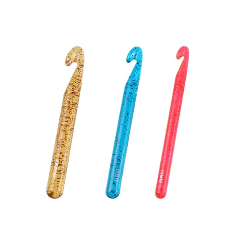 Canollo Häkelnadel 12 mm 15 mm 18mm, 3 Farbe Häkelnadeln Set, 3 Stück Groß Crochet Hook, Ergonomische Chunky Häkelnadel für Anfänger, Transparente Häkeln zum Dicke Wolle, Teppiche, Bulky Garn Project