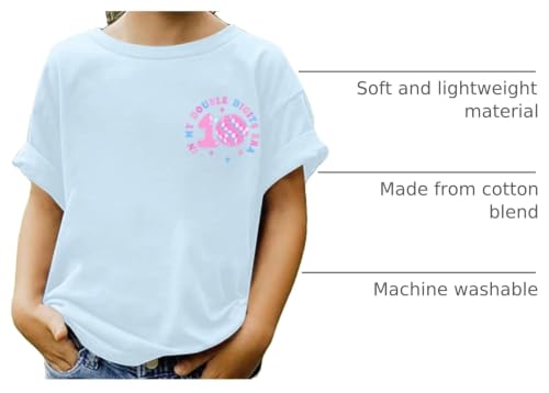 Image of Pairxily in My Double Digits Era Shirt for Girls 10th Cute 10 Year Old Girl Happy Birthday Shirts Gifts Short Sleeve Tops