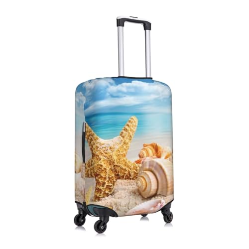 Starfish Seashell Ocean Beach Print Suitcase Cover Luggage Protector Washable Elastic Fashionable Travel Gear Cover3