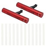 MILAKE 2 Pack Car Essential Oil Diffuser Vent Clip, Aluminum Essential Oil Car Diffuser Kit with 12 Pcs Odorless Sticks, Vent Clip for Cars, Office, Kitchen (Red, 2 Pcs)