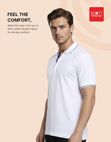 Image of Scott International Cotton Polo T Shirt | Collar Tshirts | Half Sleeves Plain T Shirt | T-Shirt |Tshirt for Men Stylish | Men's Tshirt