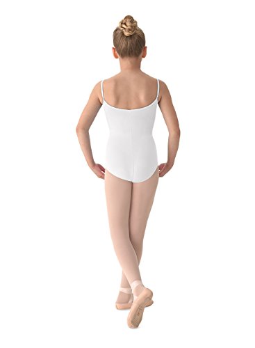 Mirella Collant de dança de camisete com costura princesa, branco, 6X-7
