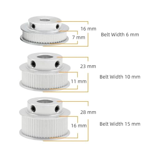 Poulie de synchronisation 2GT en alliage d'aluminium robuste pour axe de 15mm