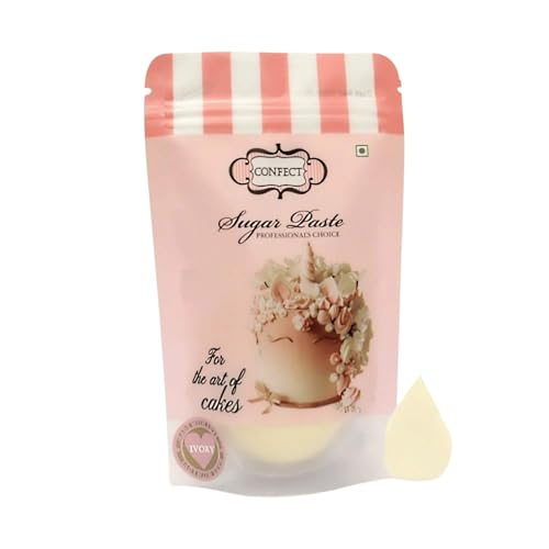 Image of Confect Ivory Fondant for Cakes - 8.8 oz Chef's Choice for Cake Decorating, Sculpting & Baking | Vegan, Gluten-Free, Nut-Free, Palm Oil-Free - 250 Gms