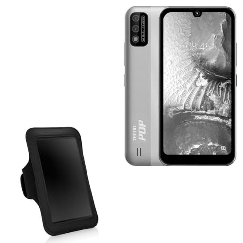 BoxWave Case Compatible with Tecno Pop 5S - Sports Armband, Adjustable Armband for Workout and Running - Jet Black