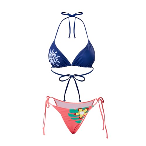 iSHOWcos Nico Robin Cosplay Bikini Women Sexy Triangle Bikini Halter Two Piece Set Swimsuit String Tie Side Bathing Suit