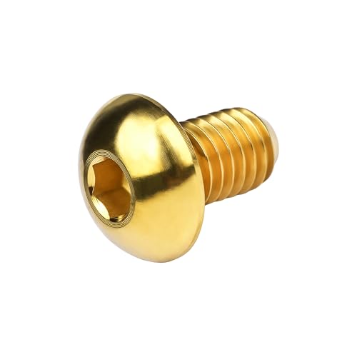 Image of Titanium Bolt M4x6 8 10 12 15 20mm Hex Head Screws for Bicycle Pack of 4 (Gold, M4x6mm)