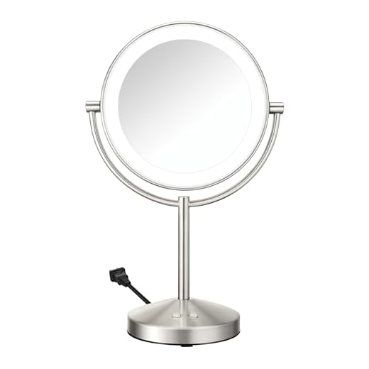 Conair Lighted Makeup Mirror, LED Vanity Mirror, 1X/10x Magnifying Mirror, Corded in Satin Nickel Finish