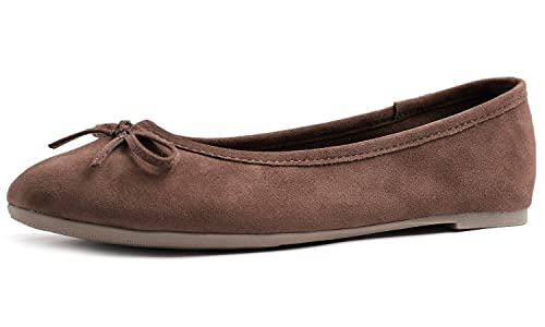 Feversole Women's Ultra Soft Colorful Memory Foam Cushioned Faux Suede Home Ballet Flats Light Brown Size 8.5 M Us #TOP18