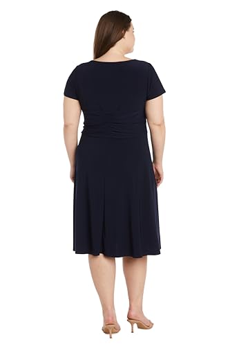 Image of R&M Richards Women's Metallic Foil Print Bodycon Dress W /Draped Capelet - Knee-Length Cocktail Party Outfit