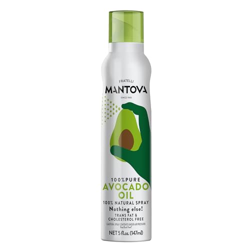 Mantova Avocado Oil, 100% Pure Cooking Oil Spray, perfect for healthy Keto snacks, baking, grilling, seasoning, or cooking, our oil dispenser bottle lets you spray, drip, or stream with no waste, 5 oz
