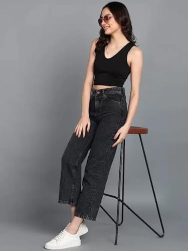Image of Glossia Denim Baggy Jeans for Women | Stretchable High Waist Straight Fit Jeans for Women | High Rise Stretch Denim | Loose Fit Plus Size Denim (Sizes - 24 to 44) WJ11-1205-$