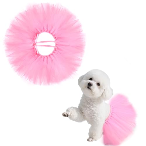 baotongle Dog Thin Tutu Tulle Tutu for Dogs Small Medium Puppy Dress Ballerina Costume Skirt for Halloween Puppy Cats Bunny Pet Outfit Birthday Wedding Party Photo Prop(Pink, Small)