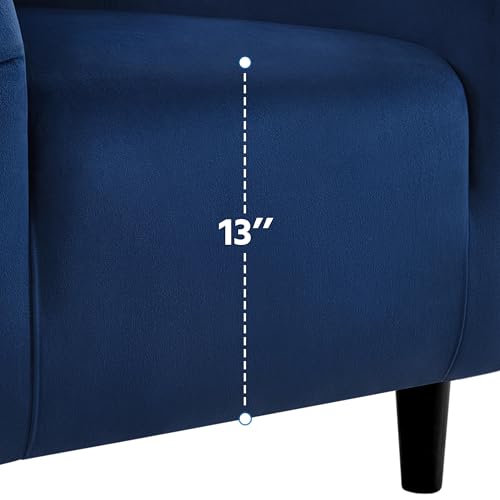 Image of Yaheetech Velvet Accent Chairs, Compact Furry Barrel Chairs with a Curved Silhouette for Small Spaces, Living Room, Bedroom, Navy Blue