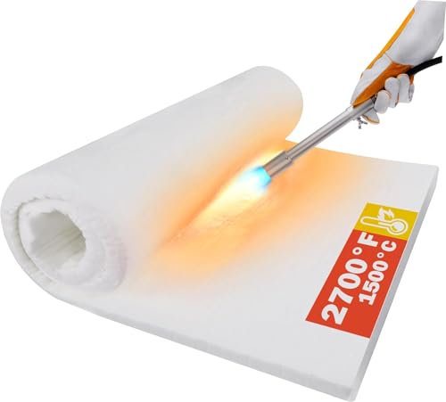 XARILK Manta aislante de fibra de cerámica, 1500 ℃/1,482.2 °C, aislamiento ignífugo para lavavajillas, hornos, forjas, calderas, hornos de pizza y forja (61 x 40 x 2,54 cm)