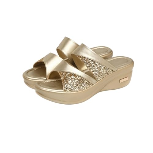 Women Summer Slippers Ladies Glitter Wedges Shoes Female Casual Slingbacks Sandals Comfortable