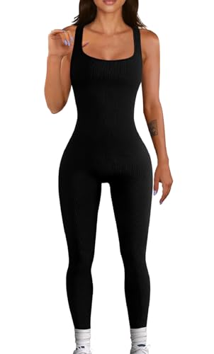 Havejoy Jumpsuit Deportivo Mujer Push Up Traje Tirantes Deporte Una Pieza Chandal Mono Espalda Descubierta Sin Mangas Body Reductor Gym Largo Mameluco Veranno Pelele de Yoga Ropa para Gimnasio Fitness