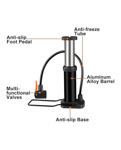 Image of Oblivion Tyre Inflator for Car and Bike 1 Pc - Multicolor Foldable Mini Manual Foot Air Pump with Anti-Skid Pedal & Dual Multi-Functional Valve & Gas Needle, Portable for Ball Camping Gear & Emergency