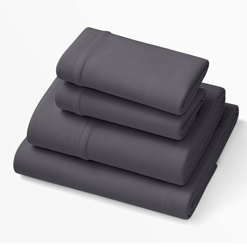 Purple Deep Pocket SoftStretch Sheets, King/Cal King, Rayon Blend, Moisture-Wicking, Stormy Grey, Fits Other Mattresses, Adaptive Support