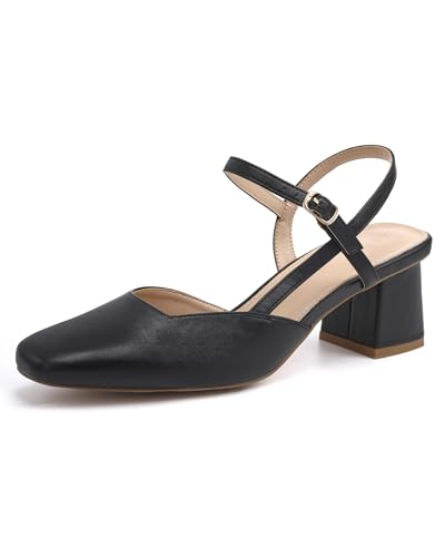 Rilista Women's Slingback Chunky Low Heels Closed Square Toe Heel
