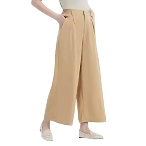 Pantalon ample femme taille haute plissé léger contre la chaleur
