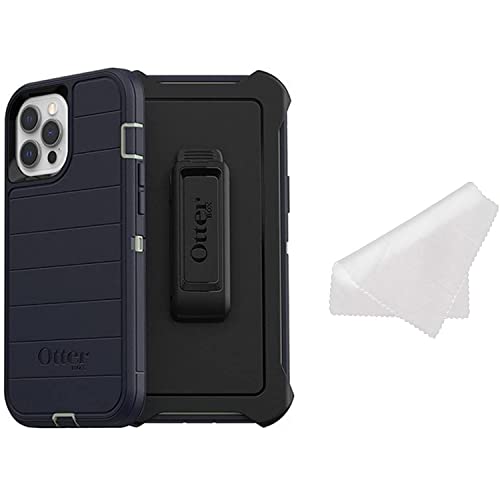 OtterBox Defender Series for iPhone 12 Pro Max Case, SCREENLESS Edition with Holster, Cleaning Cloth - Microbial Defense Protection, Non-Retail Packaging - Varsity Blues (Desert SAGE/Dress Blues)