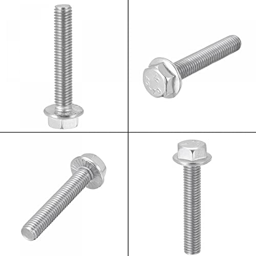 Image of uxcell M8x50mm Hex Serrated Flange Bolts Screws Metric Thread 304 Stainless Steel 10pcs