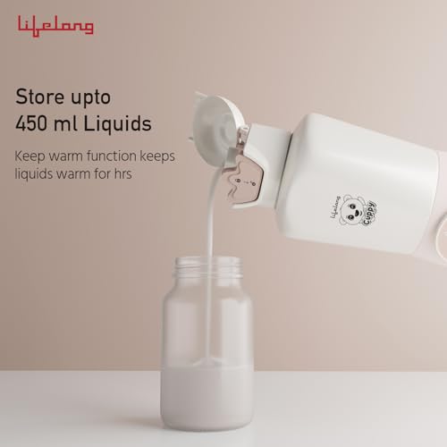 Image of Lifelong Rechargeable Portable Electric Kettle for Hot Water and Milk 450 ml Capacity |High Grade Steel | Travel Friendly | Keep Warm and Multi Heat Settings| 10500 mAh Long Battery Life (LLCPBW12)