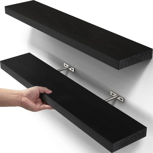 OlarHike Black Bathroom Decor Shelves for Laundry Room Organization, Books/Cat/Storage/Fake Plant Shelves,Wall Shelves for Home Room Bedroom Decor,Shelf for Living Room Kitchen,23inch