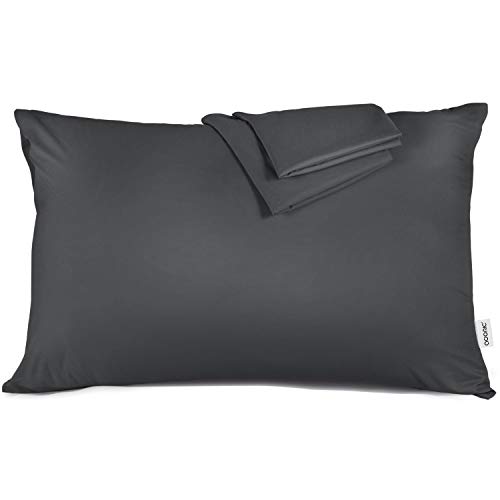 ADORIC Taie d'oreiller 50x70cm [Lot de 2] Taies d'Oreillers 100% Microfibre Doux Confortable 50cmx70cm-Gris Foncé