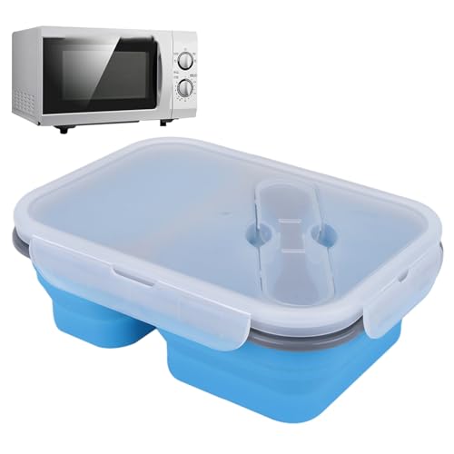 Contenedores Plegables Para Lonchera – Almacenamiento De Alimentos De Silicona, Dos Compartimentos | De Comida De Gran Capacidad, Apta Para Lavavajillas Y Congelador, Organizador De Comidas Portá