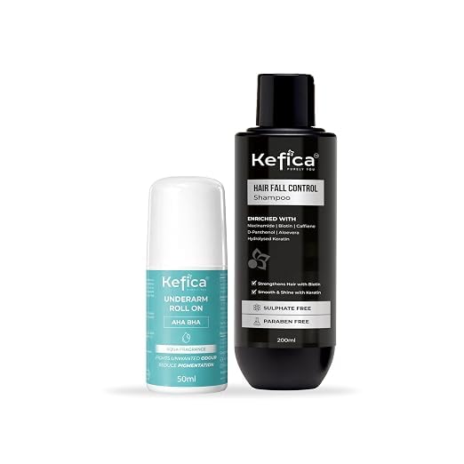 Hair Fall Control Shampoo 200ml & Underarm Roll On 50ml Combo | Sulphate & Paraben Free Shampoo with Niacinamide, Biotin, Caffeine, Aloe Vera & Hydrolysed Keratin | AHA BHA Underarm Roll On for Odour Control & Dark Underarms-image-15
