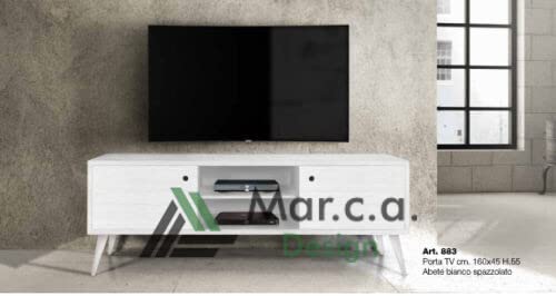 MAR.C.A DESIGN TV-Schrank für Wohnzimmer, moderne Fichte, gebürstet, Höhe 55 cm, mit 2 Regalfächern, 160 x 45 cm Cover