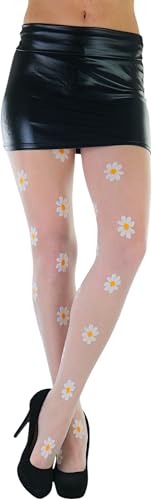 Image of ToBeInStyle Women's Sheer Fashion Ankle Socks & Pantyhose w /Springtime Daisy Design
