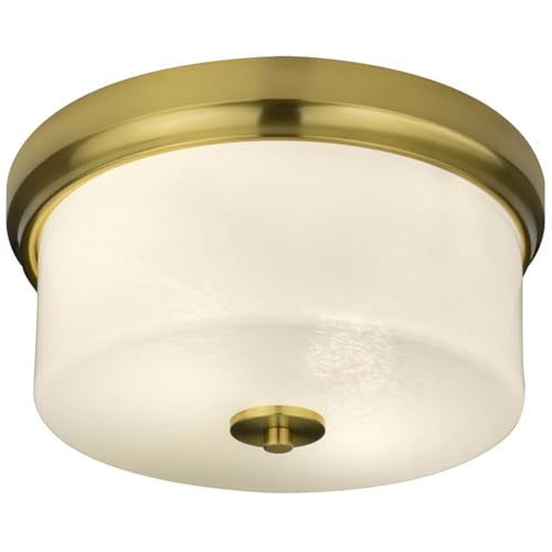 Licht-Erlebnisse LE128087 Messing Weiß Glas Deckenleuchte