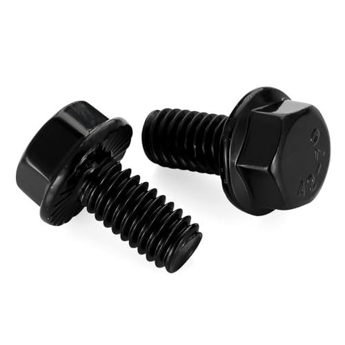 Image of Mellewell 1 /4-20 x 1 /2 inch Flanged Hex Head Bolts Flange Hexagon Screws, Stainless Steel A2 Black Finish, DIN 6921, 25 PCS