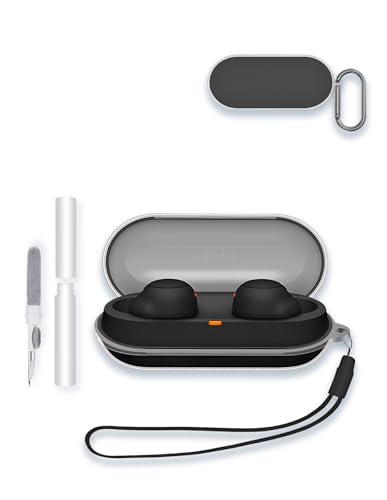 Sony WF-C500���C�����XBluetooth�C���z���p�P�[�X�J�o�[ WUNIAK �N���A�\�t�gTPU�ی�J�o�[ �L�[�`�F�[���ƃN���[�i�[�L�b�g�t�� �j�����p �ϏՌ��X�L�� �N���A