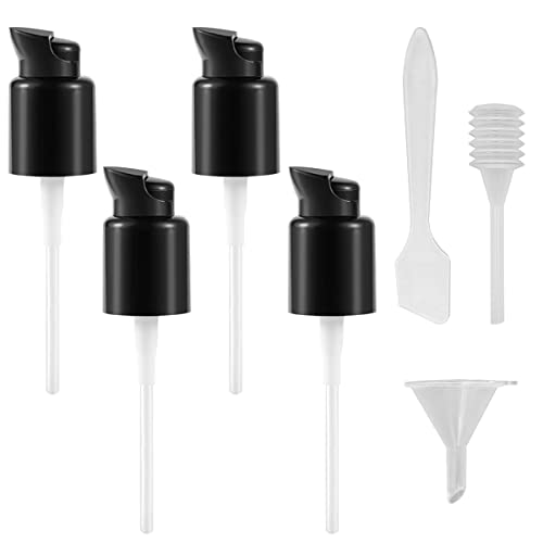 4 Stück Ersatz Foundation Pumpenköpfe, Ersatzpumpen für MAC Estée Lauder Foundation, Kunststoffpumpen kompatibel mit MAC Estée Lauder, Ideal für Make-up und Reisen (mit Löffel, Pipette, Trichter)