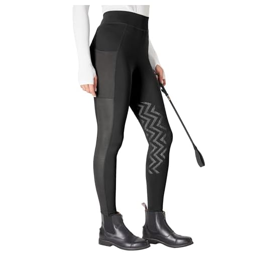 FitsT4 Sports Reithose Damen Reitleggings mit Rutschfestem Kniebesatz, Hohem Bund und Seitentaschen, Atmungsaktiv und Elastisch für Reitschule und Radfahren im Frühling Sommer